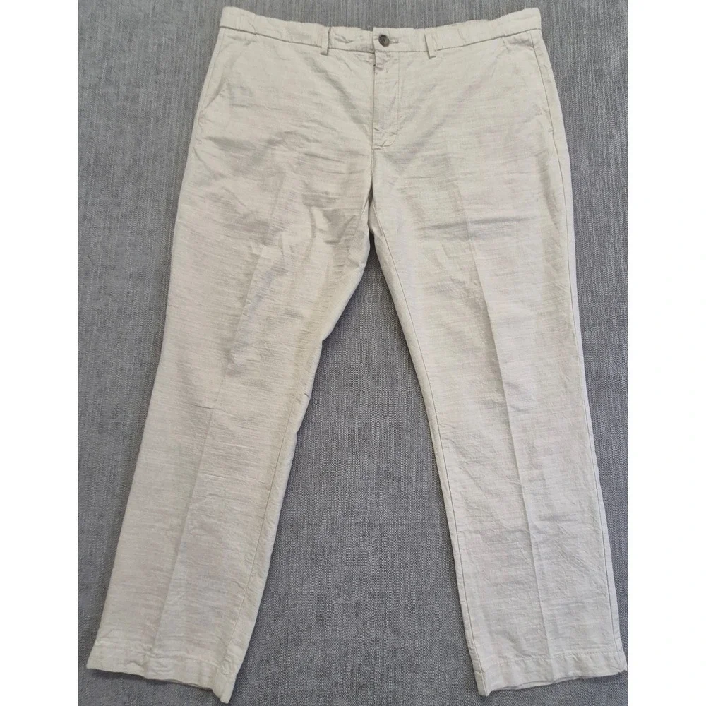 St Johns Bay men's light khaki chino pants 42x30 100% Cotton lightweight